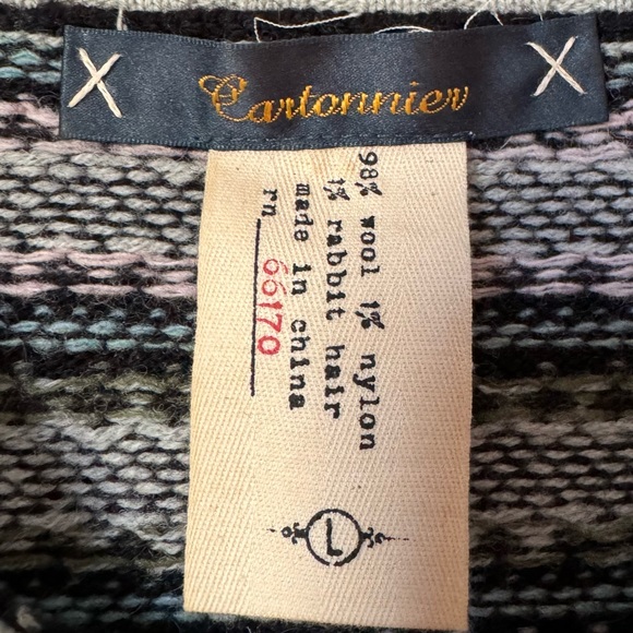 Anthropologie Cartonnier Green Fair Isle Short Sleeve Sweater - Picture 4 of 5